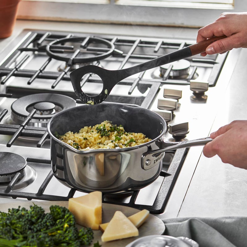 STAUB Risotto Spoon, Cooking Utensil, Perfect for Stirring and Serving Risotto, Durable BPA-Free Matte Black Silicone, Acacia Wood Handles, Safe for Nonstick Cooking Surfaces - Image 2